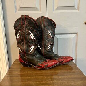 Code West Black & Red Leather Cowboy Boots
